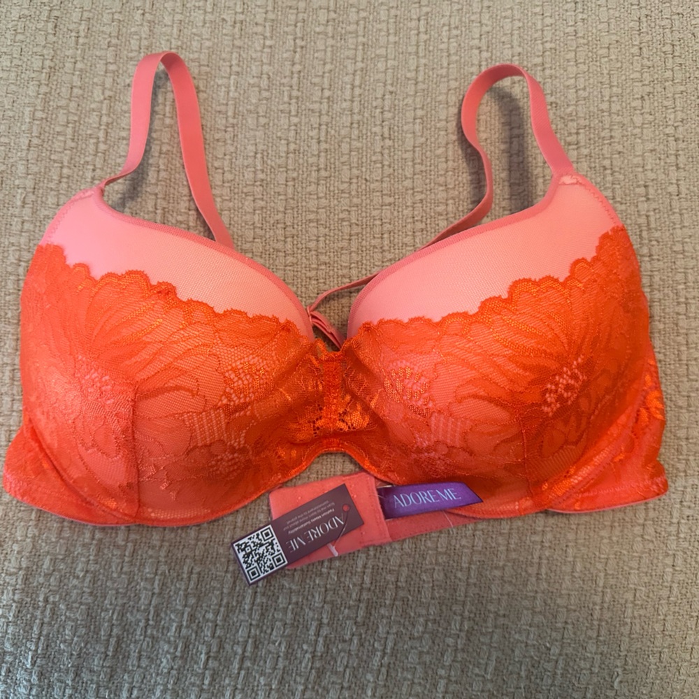 Adore Me Coral Lace Bra NWT - Picture 2 of 7